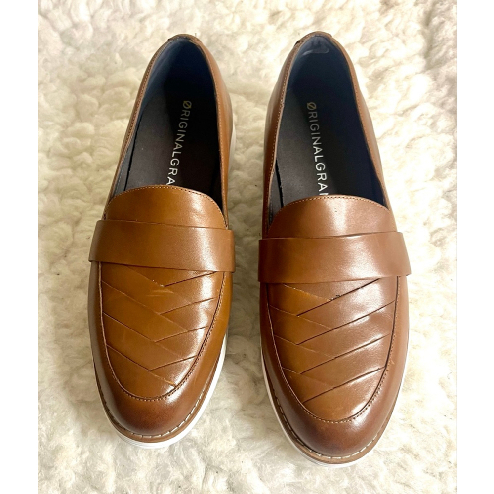 Cole Haan ØriginalGrand Platform Venetian Brown Loafers Women Size 7.5B